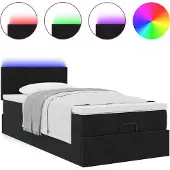 Syfax Ottoman bed met matras en LED's 90x200cm fluweel zwart