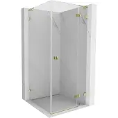 Mexen Lunar L Douchecabine rechtszijdig 80 x 80 , transparant, goud - 834L-080-080-50-00-P
