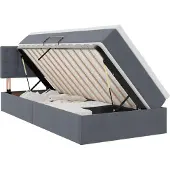 vidaXL LED opbergbed met matras Donkergrijs 90 x 200 cm Fluweel
