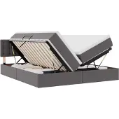 vidaXL Opbergbed met matras met opslag Grijs 200 x 200 cm Kunstleer