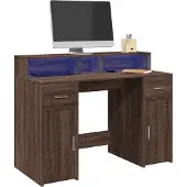 Prolenta Maison Exclusive - Bureau met LED-verlichting, donker eikenhout, 120x55x91 cm, composiethout