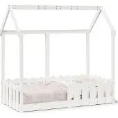Prolenta Maison Exclusive - Kinderbed, huisbedmodel, wit, 70x140 cm, massief grenenhout
