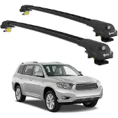 TURTLE Dakdrager voor Toyota HIGHLANDER (XU40) 2008-2013 Open Dakrailing-Aluminium-Wingbar-Zwart-Merk