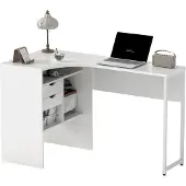 HOMCOM -L-vormig bureau - spaanplaat - 120x60x74cm - wit