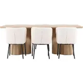 Ebuy24 Olivia eethoek tafel 100x210cm en 6 bouclé stoelen naturel.