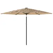 Syfax Parasol met LED's en stalen paal 288x288x225 cm bruin