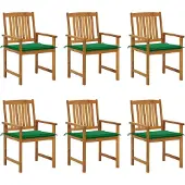 Syfax Tuinstoelen 6 st met kussens massief acaciahout