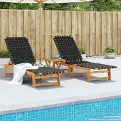 Prolenta Maison Exclusive - 2 ligbedden. Zwart, massief acaciahout en stof