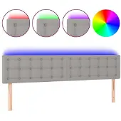 vidaXL Hoofdbord LED 200x5x78/88 cm stof lichtgrijs