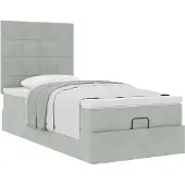 Syfax Ottoman bed met matrassen 90x200cm fluweel lichtgrijs