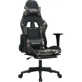 Syfax Massage gamestoel met voetensteun kunstleer zwart en camouflage