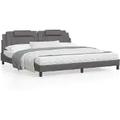 Prolenta Maison Exclusive - Bed "Viana" met matras, grijs, 200x200 cm, kunstleer