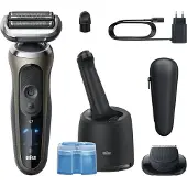 Braun Series 7 72-C7200cc, Scheerapparaat met platte kop, Zwart, Goud, RVS, Knopbediening, Intensief, Normaal, LED-indicator