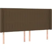 vidaXL Hoofdbord met randen 183x16x118/128 cm stof donkerbruin
