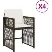 Syfax Tuinstoelen 4 st met kussens poly rattan bruin