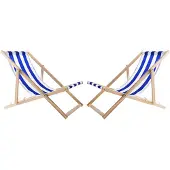 Woodok 2x Buitenmand/strandmand van het merk Buche, blauw gestreept