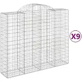vidaXL Schanskorven 9 st gewelfd 200x50x160/180 cm ijzer