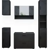 Vicco Badkamermeubel set Irma Antraciet Hoogglans 5-delig, Model 39593