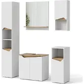 Vicco Badkamermeubelset Marelle, Wit/Artisanaal eiken, 5-delig