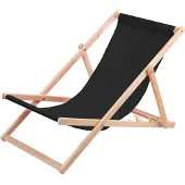 Woodok ligbed van beukenhout, zwart, ideaal voor strand, balkon en terras
