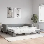 Prolenta Maison Exclusive - Uittrekbaar dagbed, lichtgrijs, 100x200 cm, gestoffeerd