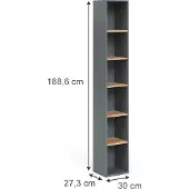 Vicco Hoge kast Viktor Antraciet/gouden eik 30 x 188.6 cm, Model 55157