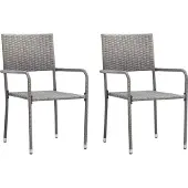 Syfax Tuinstoelen 2 st stapelbaar poly rattan grijs