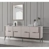 AEA Moderner Esszimmer Set Designer Sideboard 4-türig Luxus Spiegel 2tlg