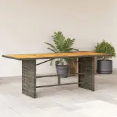Prolenta Maison Exclusive - Tuintafel met acaciahouten blad, grijs, 190x80x74 cm, polyrotan
