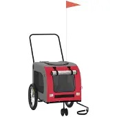 Syfax Hondenfietstrailer oxford stof en ijzer rood en grijs