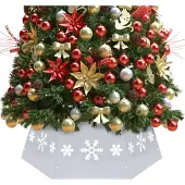Prolenta Maison Exclusive - Kerstboomonderzetter, zilver en wit, Ø 68 x 25 cm
