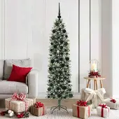 Prolenta Maison Exclusive - Kunstkerstboom, slank model, groen en wit, 180 cm