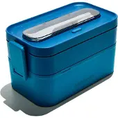 Muitomas Lunchtrommel - 1,7 Liter – Verschillende compartimenten – Magnetron & vaatwasser bestendig - Inclusief bestek - Blauw