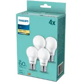 Philips LED-lampen, E27, set van 4, 60W, 2700K