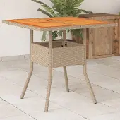 Prolenta Maison Exclusive - Tuintafel, beige, 80x80x75 cm, polyrotan, acaciahout
