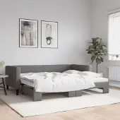 Prolenta Maison Exclusive - Uittrekbaar dagbed, donkergrijs, 90x190 cm, gestoffeerd