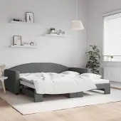 Prolenta Maison Exclusive - Uittrekbaar dagbed, donkergrijs, 100x200 cm, gestoffeerd