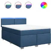 vidaXL Boxspring met matras stof blauw 140x200 cm