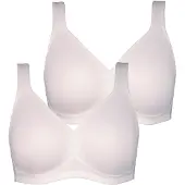 Ulla Popken - Dames - Microvezel-beha set van 2 zonder beugel voorgevormde cups - Sneeuwwit - Maat 95C