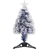 Syfax Kunstkerstboom met verlichting 64 cm glasvezel wit en blauw