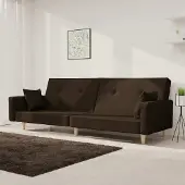 Prolenta Maison Exclusive - Slaapbank, 2-zits, met 2 kussens, donkerbruin, stoffen bekleding