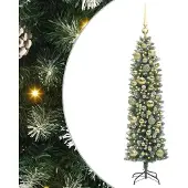 Syfax Kunstmatige slanke kerstboom met 150 LED Groen en Wit 120 cm