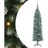 Syfax Kunstmatige slanke kerstboom met 150 LED Groen en Wit 150 cm