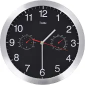 Syfax Wandklok met quartz-mechanisme hygrometer thermometer 30 cm zwart