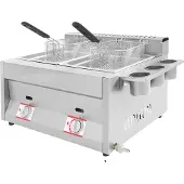 OEM Gasfriteuse, model met dubbele tank, roestvrijstalen constructie, lichtgrijs