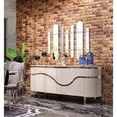 AEA Sideboard Spiegel Esszimmer Holz Esszimmer Set Gruppe Design Garnitur 5tlg