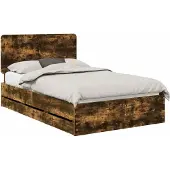 Syfax Bedframe met lade Gerookt eiken 120 x 190 cm Ingenieurshout