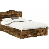 Syfax Bedframe met lade Gerookt eiken 135 x 190 cm Bewerkt hout