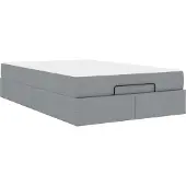 Syfax Bedframe met matras 2 st Lichtgrijs Stof