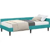 Syfax Hoekbedframe met Matras 2 st Turquoise 100 x 200 cm Fluweel